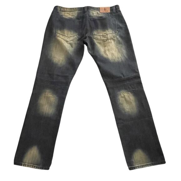 Mens Makobi Jeans 36x34 Blue Faded Distressed Zipper Pockets Streetwear Y2K - Picture 13 of 16